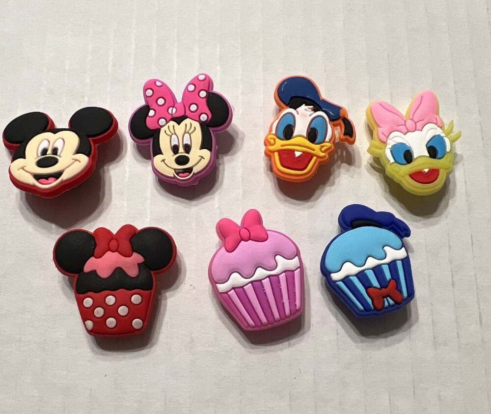 7 Piece Disney Mickey & Friends Cupcake Character Shoe Charms Set